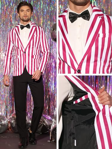 Lars Amadeus Stripes Blazers for Men's Slim Fit Single Breasted Business Color Block Sports Coat4