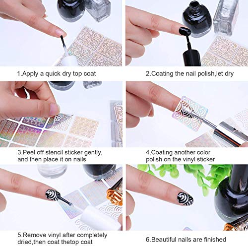 Nagelsticker Nagel Aufkleber - 288 Stück Nail Art Vinyls - Nagellack Schablone für Nageldesign und Maniküre – Bild 7