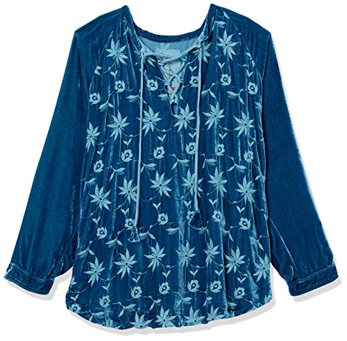 Pete & Greta by Johnny Was Women's Long Sleeve Velvet Embroidered Pull Over, Marina, L