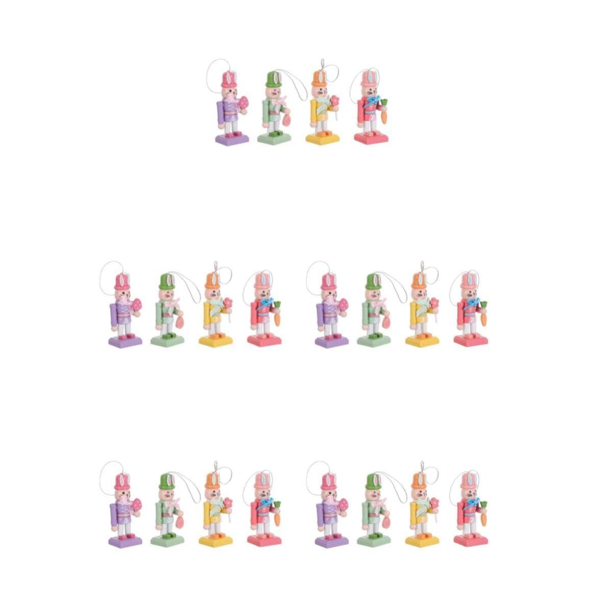 FRCOLOR 20 Pezzi Statuetta Schiaccianoci Coniglio Pasquale in Legno per