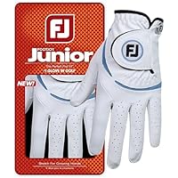 FootJoy Junior Golf Glove Left Hand (for Right-Handed Golfer), White/Cobalt, ML