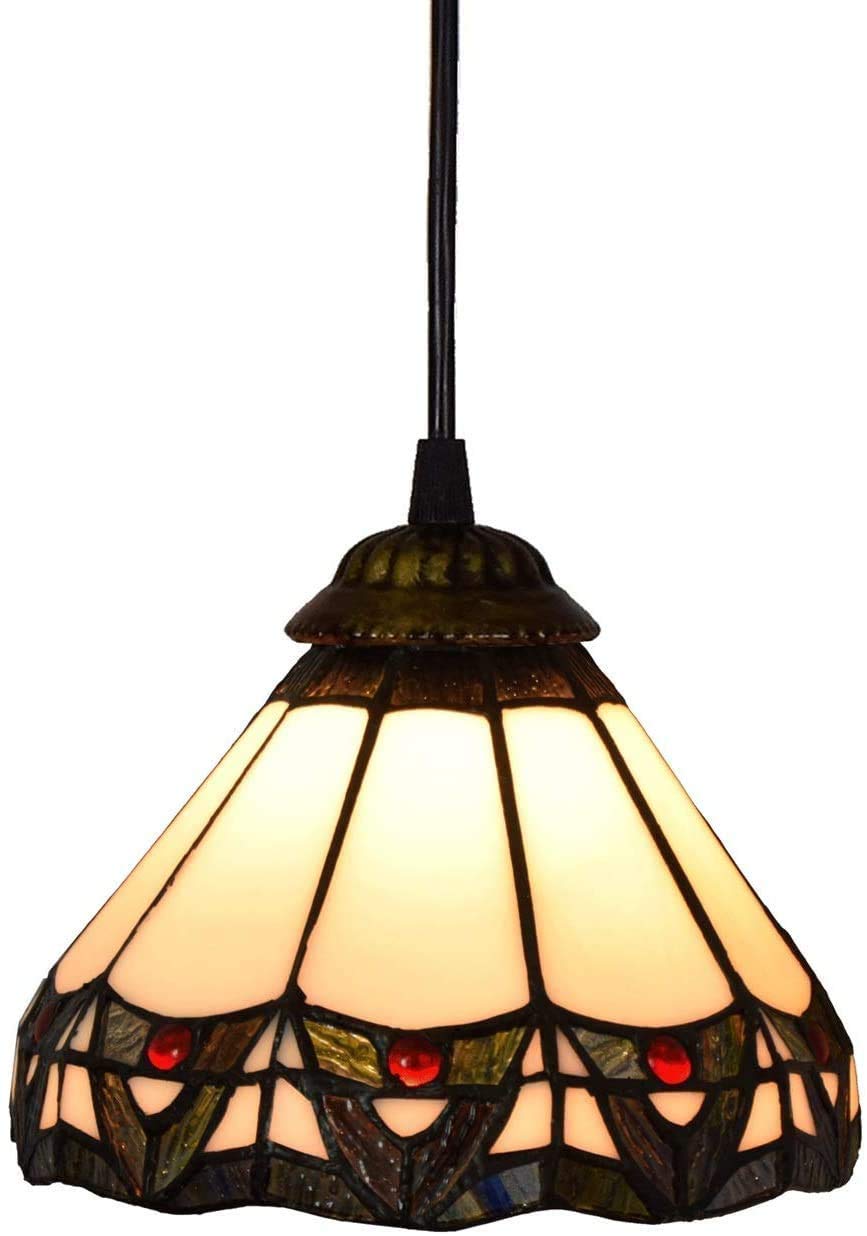 HJRegaFimu Rustic Style Glass Chandelier Lighting Cei 8 Inch Roman Stained Lamp Pendant Light For Bar Study Balcony