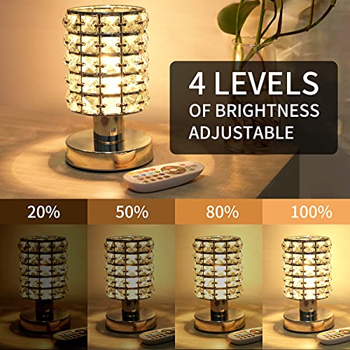 Kisriver Crystal Table Desk Lamp With Remote Control 16 Colors Changing & 4 Levels Brightness Elegant Rgb Led Bedside Light Decorative Nightstand Lamps For Party Home/Bedroom/Living Room (Silver) #TOP1