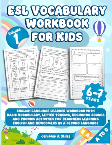 ESL Vocabulary Workbook for Kids. English Language Learner Workbook with Basic Vocabulary, Letter Tracing, Beginning Sounds and Phonics Activities for Beginners Learning English and Newcomers as a Second Language. 6-7 years image 2