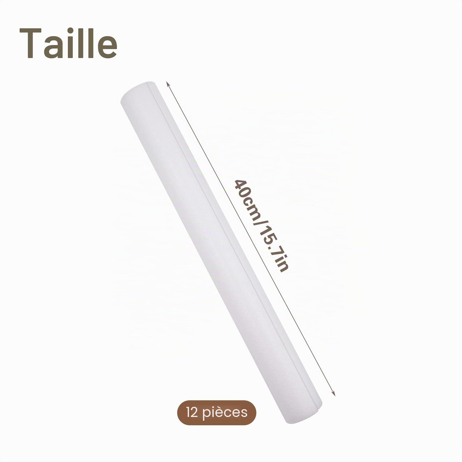 12 pièces Tube en Mousse Longueur 40cm ID 2,5cm OD 4,5cm Couvercle de tube prédécoupé Couvercle de tuyau creux pour protéger les tuyaux et maintenir la chaleur Blanc