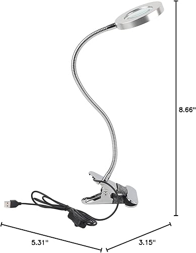 Miniatura 10 de Lámpara de escritorio con abrazadera, lupa de 2.5X con luz y abrazadera, lámpara de escritorio LED de cuello de cisne flexible de 360, lámpara de