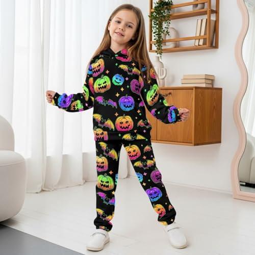 Girls Sweatsuit Set Size 5-12 2 Piece Kids Sweatshirt and Jogger Sweatpants Outfits Halloween Boys Sweat Set4