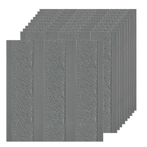 Paneles de pared 3D con efecto ladrillo, revestimiento de espuma impermeable, azle, azulejos de pared autoadhesivos, para sala de estar, cocina, baño, balcón, dormitorio, paquete de 10, gris