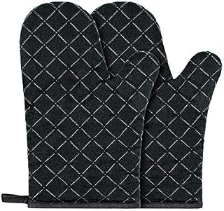 Oven Gloves,Heat Resistant Silicone Oven Gloves Non-Slip Kitchen Oven Mitts for Grilling,Cooking,Baking,Kitchen,Microwave,Pizza (Black)