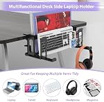 6 en 1 Support portable réglable sous le bureau avec plateau de clavier & Support d'écoute Pas de pince de forage sur le porte-fichier de Magazine Support vertical de bureau de ordinateur portable de stockage latéral 4.5cm Tableau Épaisseur