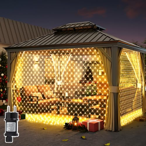 Focxoio LED Lichternetz 2x2M 208LEDs Lichterkette Netz, IP44...