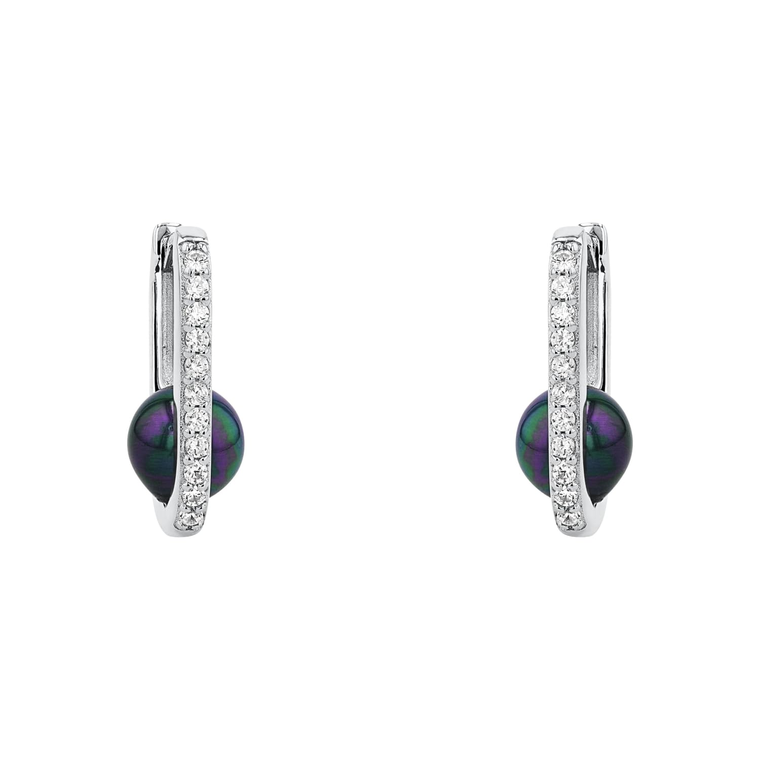 Amor Creolen aus 925 Sterling Silber für Damen, Ohrschmuck, teilw. mit Schmuckstein, Silber 925 vergoldet, Geschenk für Frau und Freundin, Kommt in Schmuckbox