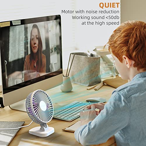 Image of Koonie USB Small Desk Fan with Strong Airflow, 4 Inch Mini Personal Quiet Fan, 3 Speeds, 40 Head Adjustment for Desktop Office,Table