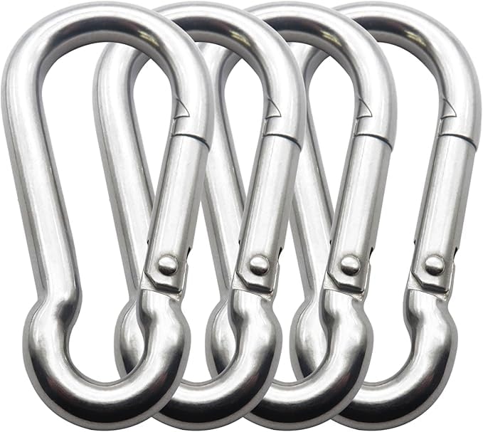 Paquete de 4 mosquetones de gancho de resorte de 3.15 pulgadas, accesorios de máquina de cable para gimnasio en casa, máquina de ejercicio, clip de acero resistente para fitness al aire libre