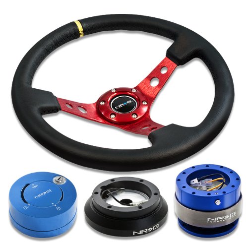 NRG ステアリング 3スポーク 350mm NRGステアリング：350mm：スエード：ブラックステッチ：3インチ