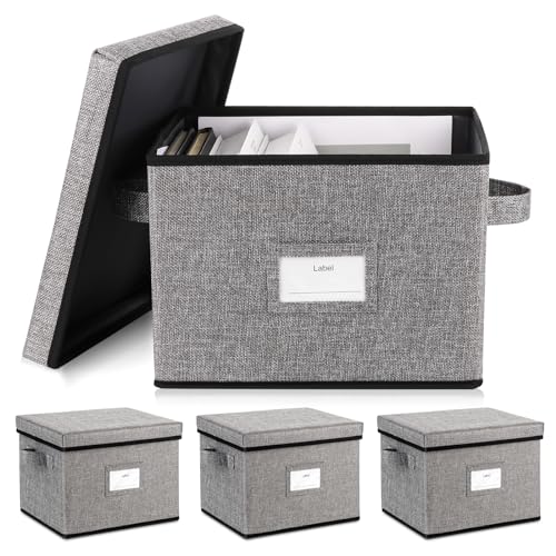 Lukeline 12/17" Storage Bins with Lids, Collapsible Closet Organizers, Fabric