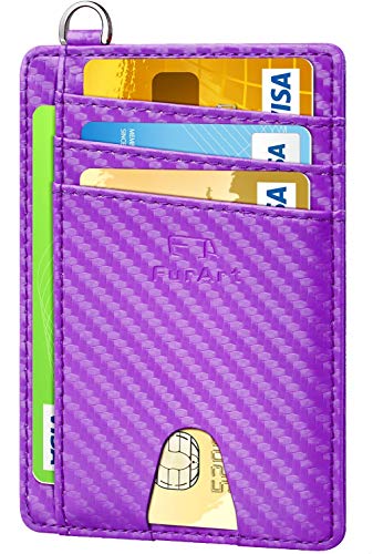FurArt Portefeuille Minimaliste Fin, Porte-Cartes de Crédit avec Blocage Anti RFID, Les Femmes Hommes, Démontage Manille en D