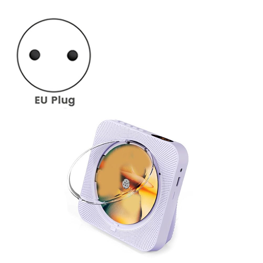 Przenośny odtwarzacz CD -718 Bluetooth, podwójne głośniki radiowe FM, USB, tryb słuchawkowy, fioletowy dźwięk stereo wtyczka EU