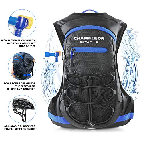 Chameleon Hydration Pack & 2L Hydration Water Bladder | High Flow Bite Valve | Hydration Backpack with Storage | Lightweight Running Backpack for Cycling, Hiking, Ski, Snow for Men, Women & Kids - Thumbnail 5