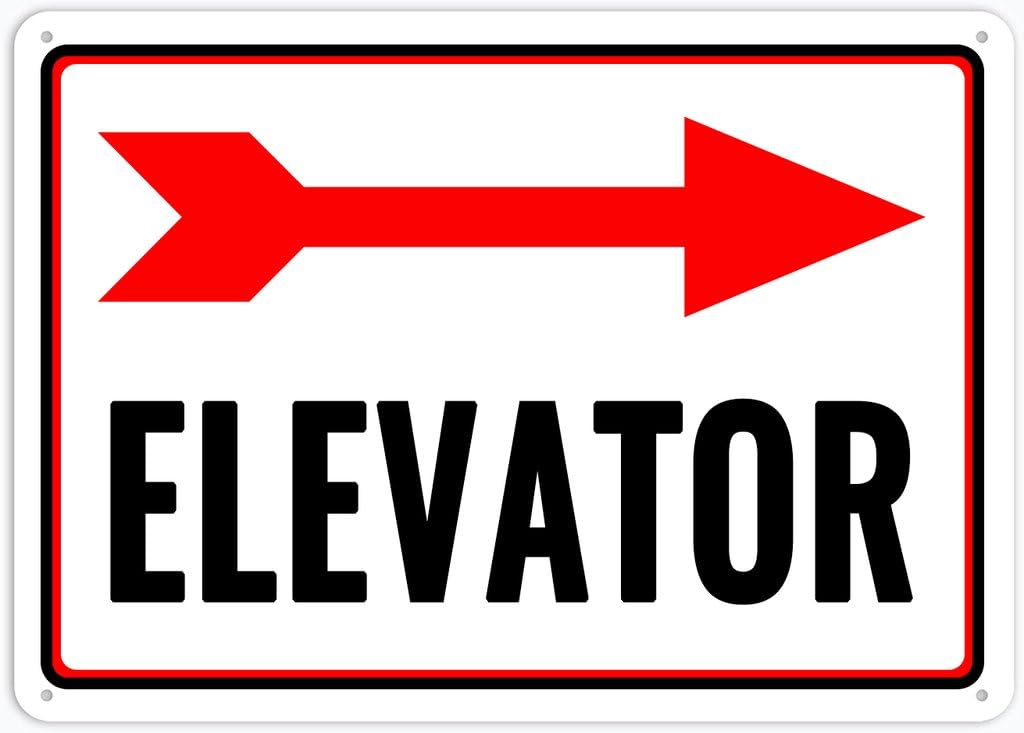 Xewazd A99 8"X12" Sign - Elevator (With Right Arrow Above) | Home Bar Cafe Restaurant Wall Decor Plaque