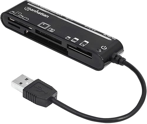 Manhattan - Lector de tarjetas USB 2.0, con 5 ranuras para tarjetas de memoria flash, soporta 79 formatos de tarjetas de memoria, velocidad de
