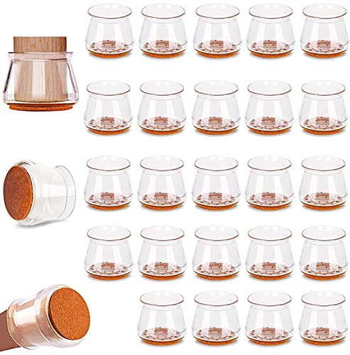 Protector Patas Sillas, 28 Piezas Tacos para Sillas, Transparent Protectores para Silla, Pies de Goma para Muebles, Tapas Copas para Patas de Muebles con Almohadillas Cover