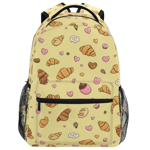 Pfrewn Kids Cute Croissants Bread (10) Backpacks for Girls Boys Lightweight Backpack for Students School 17