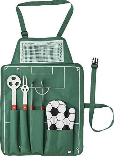 Fußball Grillset mit Grillbesteck, Grillgabel, Grillzange, Grillwender und Grillhandschuh Fußball Grillset mit Grillbesteck, Grillgabel, Grillzange, Grillwender und Grillhandschuh