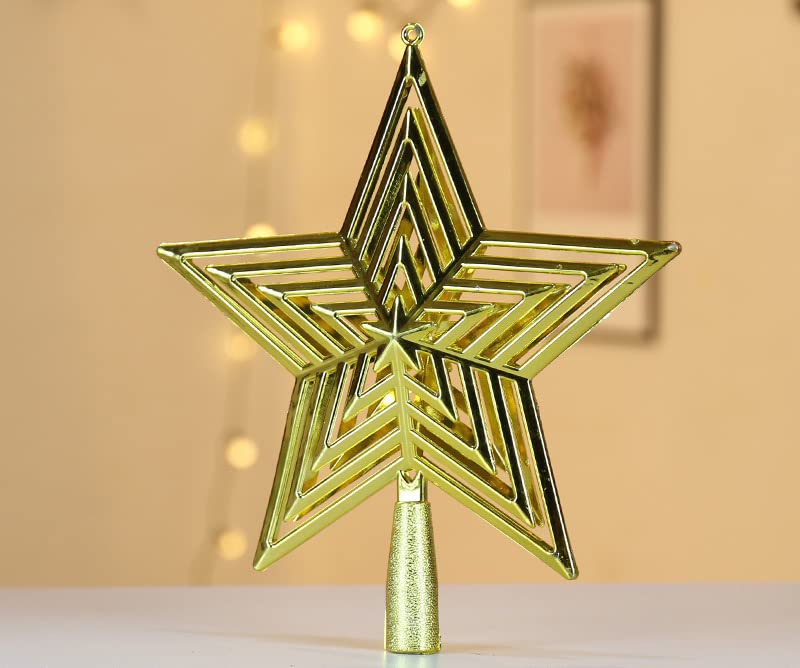 MONOGUEChristmas Tree Star Topper Xmas Decorative,Hollow-Out Plastic Decoration Star Treetop Ornaments Holiday Decoration for Home Decor 20cm (Design A)
