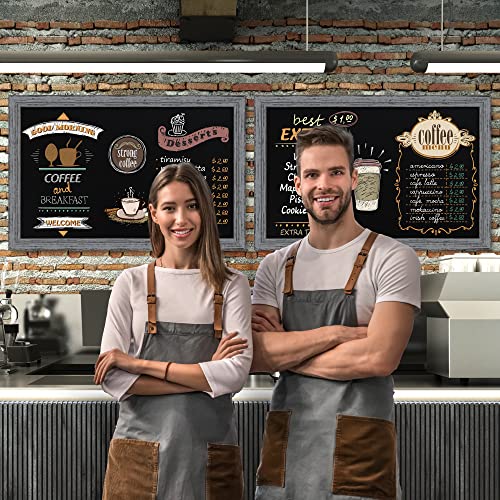 Hbcy Creations Rustic Grey Wooden Magnetic Wall Chalkboard, Extra Large Size 24" X 36", Framed Decorative Chalkboard - Great For Kitchen Decor, Weddings, Restaurant Menus And More! (24" X 36") #TOP7