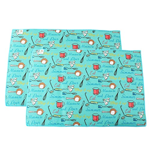 VRT Dish Drying Mat Kitchen for Kitchen Drying mat for Water Utensils Absorbing mat for Kitchen for Dish Drying mat for Dish Dry mat for Absorbent mat for Kitchen (Cup Spoon Nife, 75X50 cm)