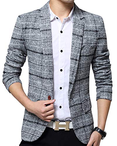[ODFMCE] ジャケット メンズ 秋 スーツ テーラードジャケット ビジネス カジュアル 紳士 スリム 大きいサイズ (JP, アルファベット, L, グレー)