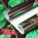 Consine 17.3x118 inches Peel and Stick Wallpaper Cherry Removable Contact Paper Renter Friendly Wallpaper Self-Adhesive Wall Sticker for Cabinet and Room