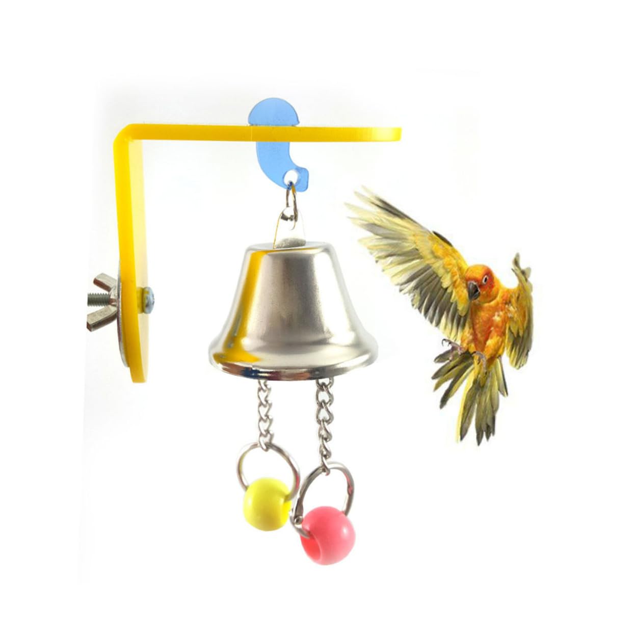 Jouet en Acier Inoxydable pour Perroquet Grosse Cloche Suspendue à Mordre
