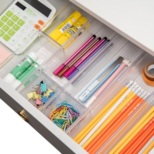 Backerysupply Clear Plastic Drawer Organizer Tray for Vanity Cabinet (Set of 10),Storage Tray for Makeup, Kitchen Utensils, Jewelries, and Gadgets - Thumbnail 4