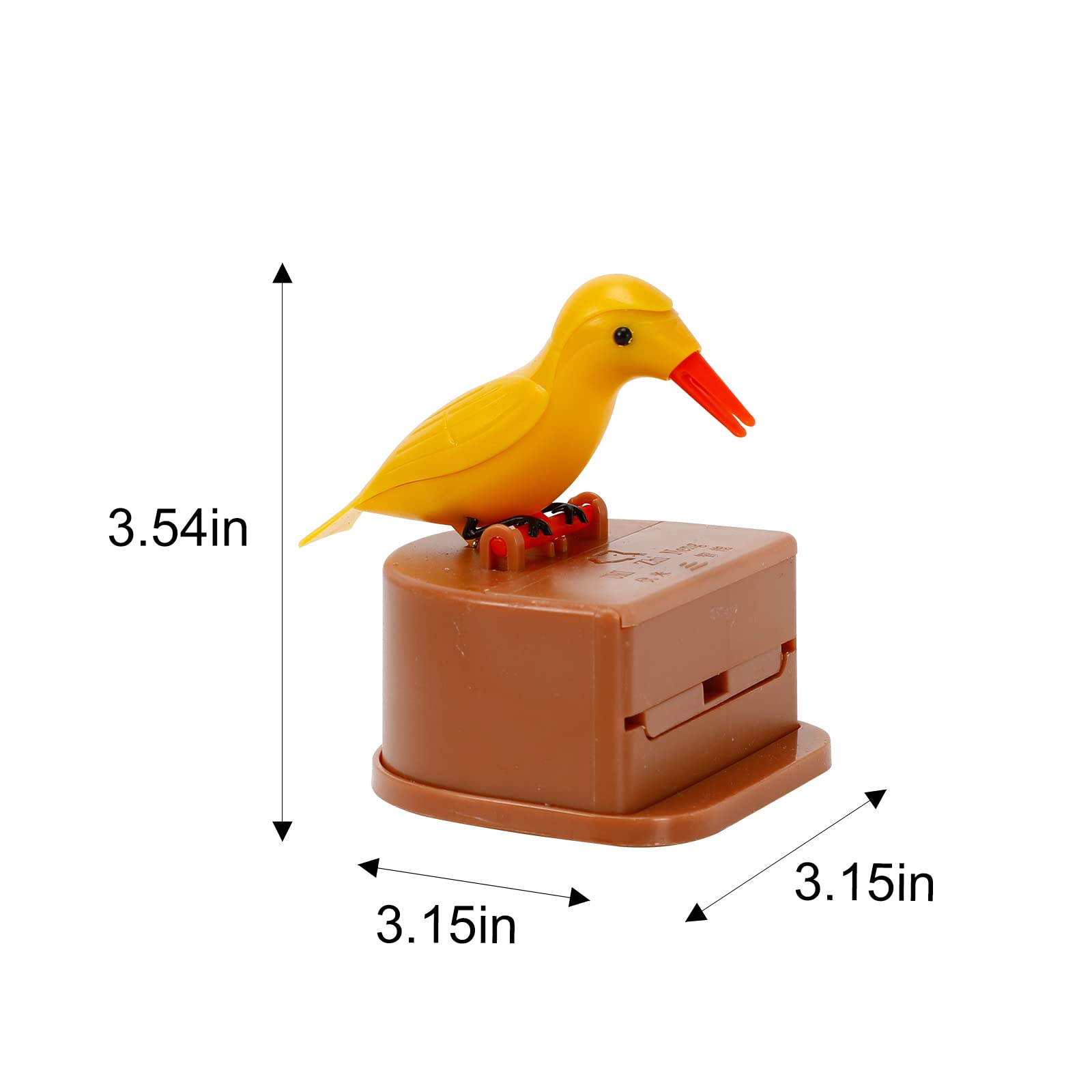 Cute Bird Toothpick Dispenser - Push-Type Automatic Holder With Box (Yellow & Green)