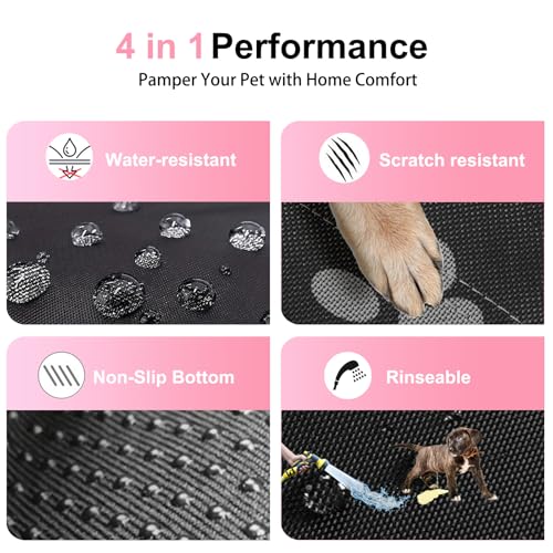 Image of Dog Playpen Bottom Pad Mat for 36 inch 4-Panel Playpens - Scratch & Chew-Resistant Puppy Pen Floor Mat with Hook & Loop Fasteners, Waterproof & Leakproof, Non-Slip (Playpen Not Included) (PureBlack)