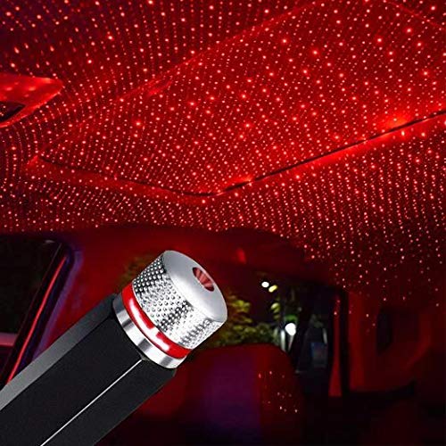 CHUQ USB Star Night Light, Adjustable Romantic Flexible red Star Projector Night Light for Cars Ceiling Party Bedroom Decoration Interior Ambient Atmosphere (Black)