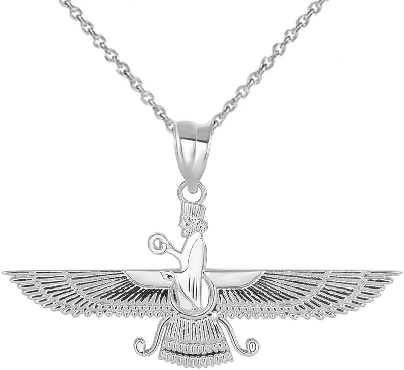 - Sterling Silver Farvahar Faravahar Farohar Iranian Farsi Persian Pendant Necklace