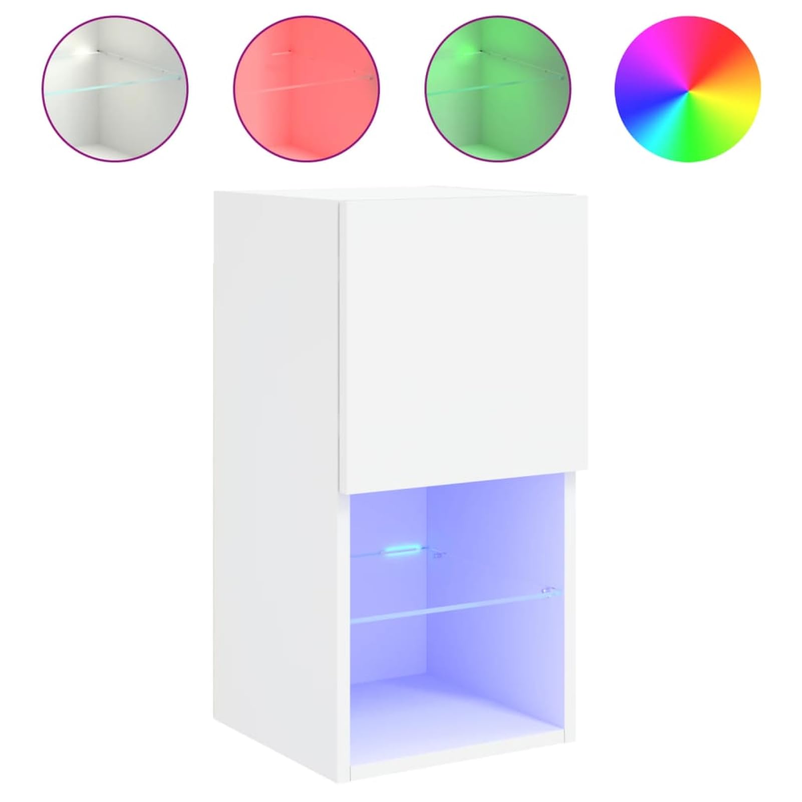 Homgoday LED TV-Schrank mit Regal, Holzwerkstoff, Weiß, 30,5 x 30 x 60 cm - Wandmontage, für Wohnzimmer und Home Cinema Model836988