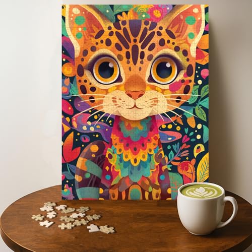 Bengal CAT Animal Jigsaw Puzzle - 500 Pieces Wooden Puzzle for Adults, Wall Art Gift, Finished Size: 20 x 15 Inch
