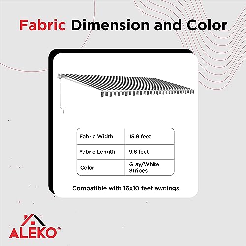Aleko FAB16X10GREYWHT-FBM Patio Awning Fabric Replacement thumb #4