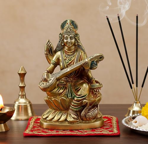 Estatua de Saraswati Maa de Bronce para Decoración miniatura 2