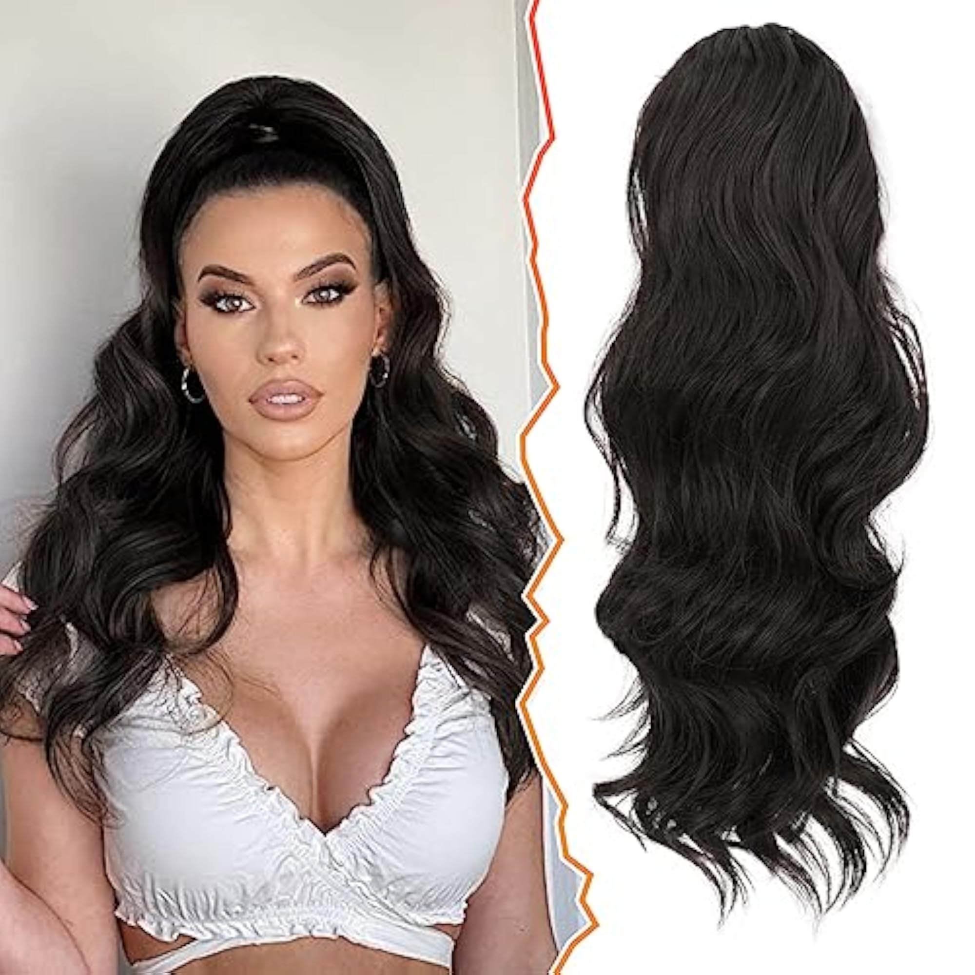 Women's 22 Inch Short Wavy Ponytail Hair Extension, Clip-in