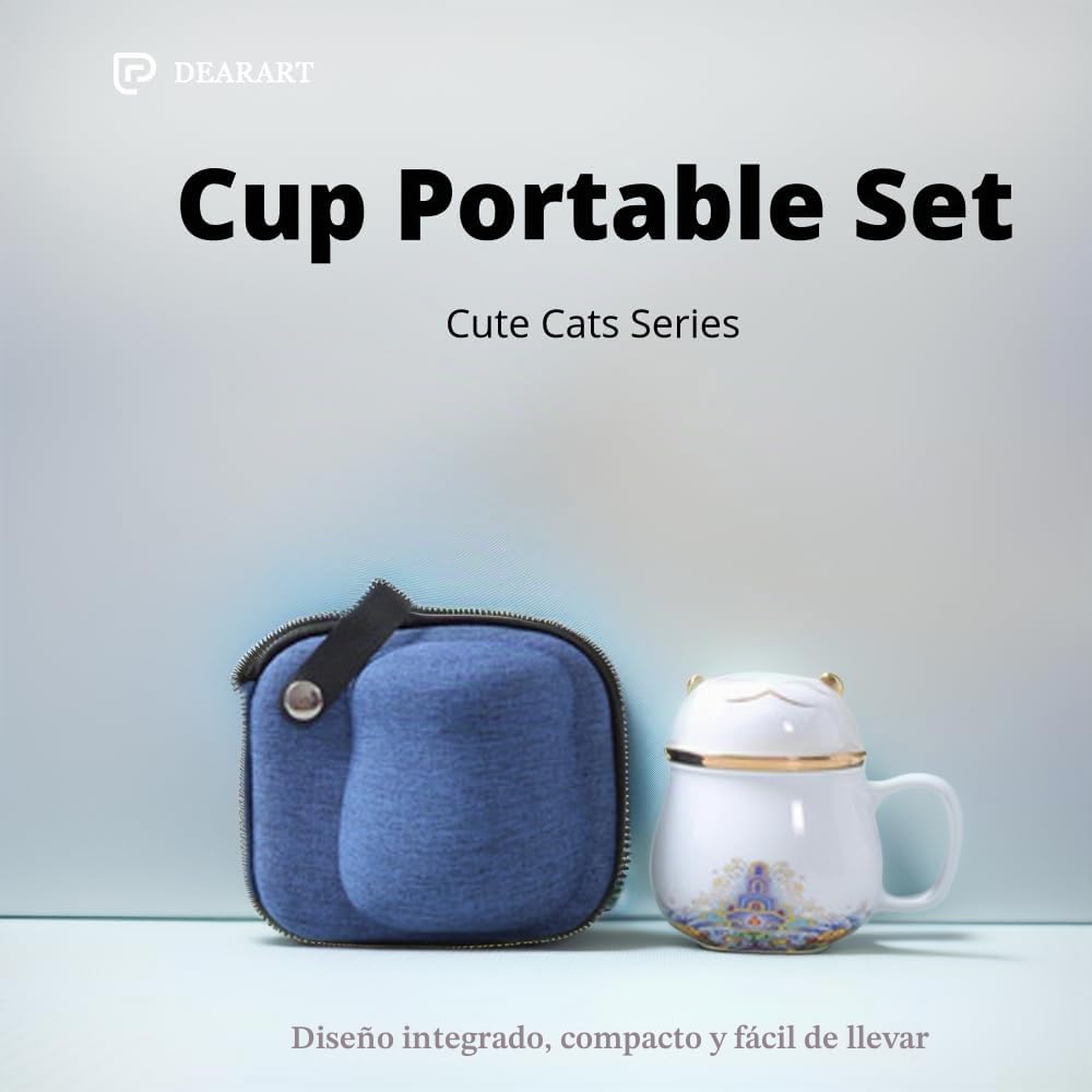 DEARART Hermosa taza de té con infusor y tapa, 300ml Capacidad Diseño lindo, fácil de limpiar Mantener caliente, Traje Viajes de oficina en casa, blanco