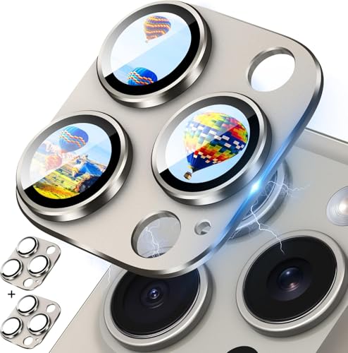Image of PACK OF 2 Camera Lens Protector For IPHONE 16 / 15 PRO / 16 / 15 PRO MAX ( GREY ) UHD 9H Glass, Anti Drop, Scratch Resistant, Case Friendly, Removable, Waterproof, Heavy Duty Camera Protector, FIT ALL MODELS