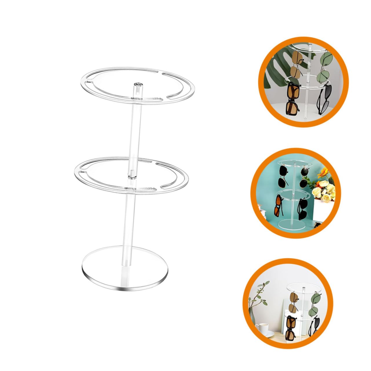 Veemoon Rotatable Eyeglass Display Stand Holder Double Sunglasses Organizer Glasses Storage Rack for Retail Show and Home Use