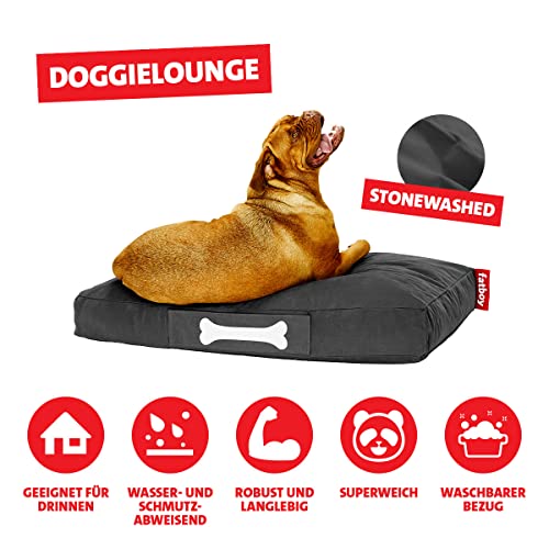 Fatboy Doggielounge Stonewashed Stonewashed Hundekissen, Schwarz, Hundebett/Sitzsack/Sofa, waschbar, für kleine und große Hunde