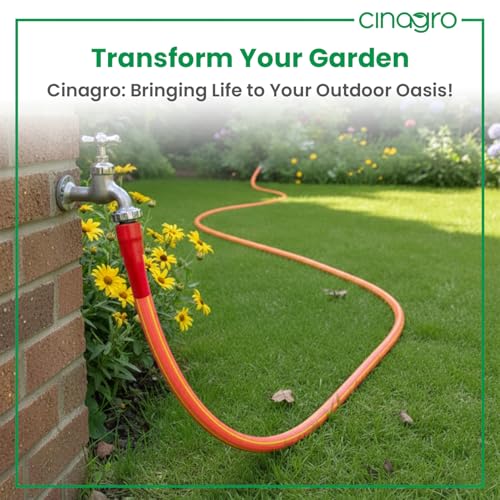 Image of Cinagro 15 Meter, 0.5 Inch PVC Premium Hose Pipe for Garden, Multicolour | With Tap Adapter, 3 Clamps, Heavy Duty, Flexible, Car Wash, Garden Watering