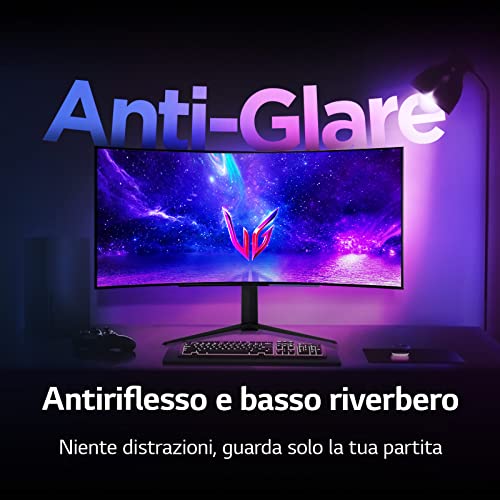 45GR95QE UltraGear Gaming Monitor 45" QHD UltraWide Curvo OLED HDR, 3440x1440, 0.03ms, G-Sync Compatible, AMD FreeSync Premium 240Hz, HDMI 2.1 VRR (HDCP 2.3), Display Port 1.4, Nero - Monitor - Immagine 8